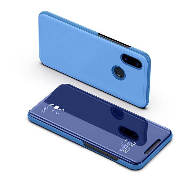 Funda con tapa de espejo redmi note 8 pro Funda de cuero con soporte para xiaomi redmi 7a funda en xaomi redmi note 7 redmi 7 a funda con vista redmi 7a: redmi note 8 pro / Sky blue