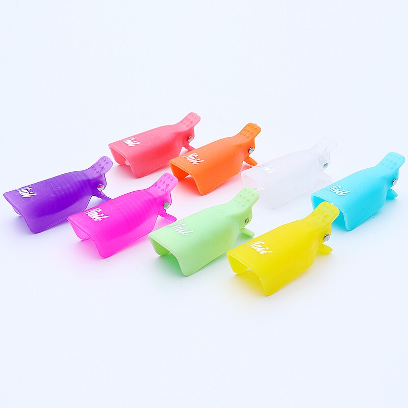 5Pcs/set Nail Polish Remover Wraps Plastic Soak Off Cap Purple Clip Nail Foot Toe UV Gel Polish Remover Nail Art Tools