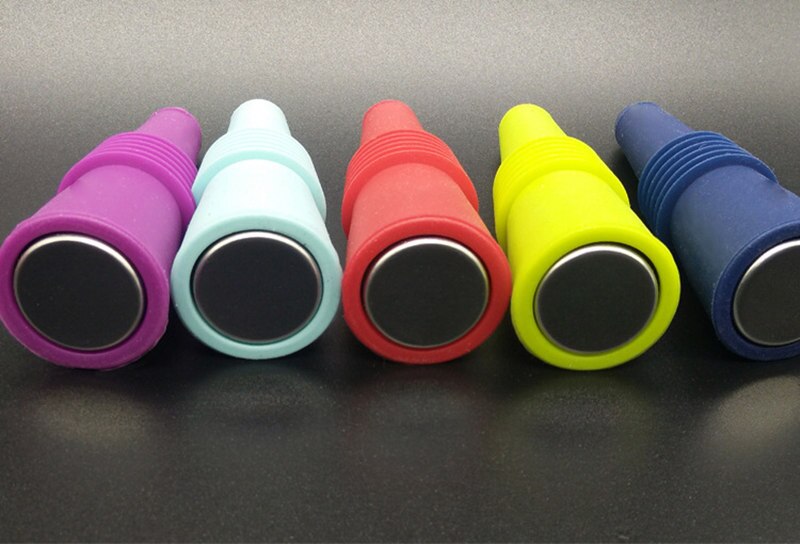 Farverig vinprop i rustfrit stål silikone øl vin korkprop flaskedæksel opbevaring drejelåg stik genanvendelig vakuumforseglet  d5