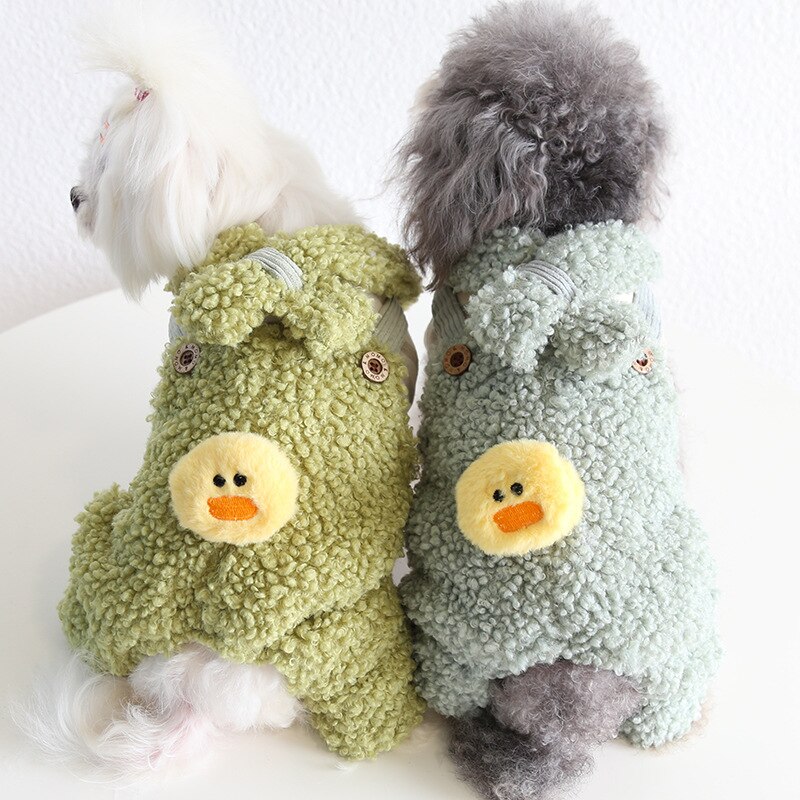 Duck Scarf Fruit Green Dog Pajama Jumpsuits Sweatshirt Pet Dog Clothes Winter Warm Cotton Cat Hoodies Clothing For Dogs Puppy
