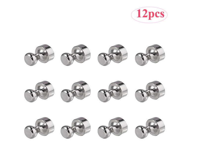12pcs Metal Magnetic Push Pins Magnets Hooks Hanger Home Office Refrigerator Whiteboard Map Calendar Pinboard Key Coat Hanger