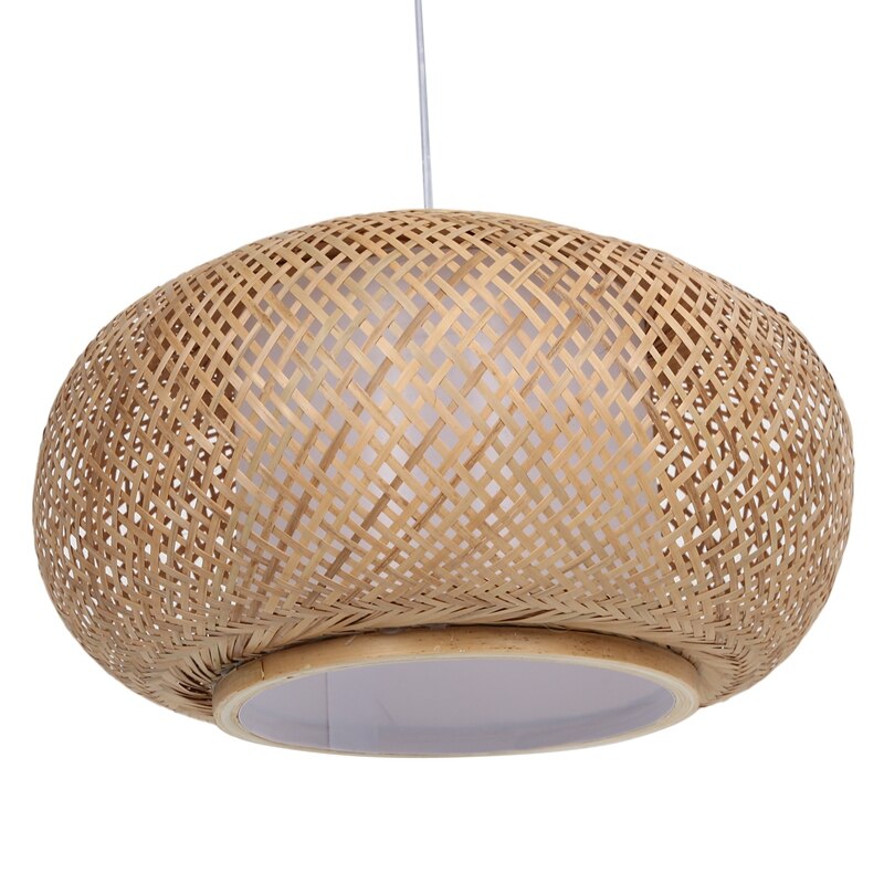Bambus lampeskærm, vedhæng loftskærm, diy kurv rotting lampeskærme væver hængende lys (indeholder ikke pærer)