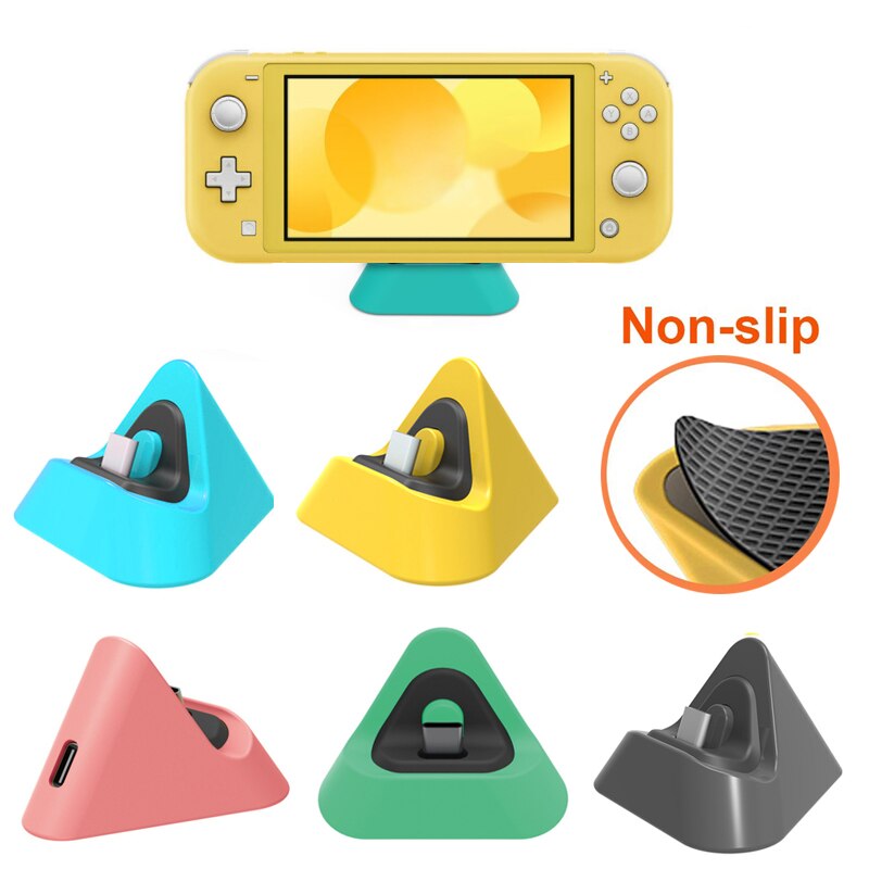 Switch Lite Dock Station di ricarica per Nintendo Switch Lite tipo C porta Mini caricatore triangolare Docking supporto da viaggio portatile