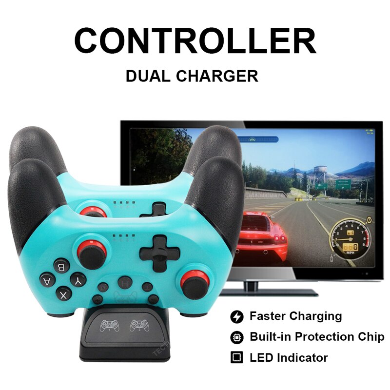 Dual Charger Compatible Nintendo Switch Pro Wireless Gamepad Controller joystick Charging Dock Stand Station Game Accessories