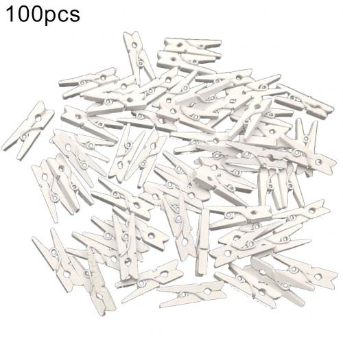 Pinzas de foto de madera Natural para decoración de fiestas, pinzas de madera de Color para manualidades, bricolaje, 100 Uds.: Blanco