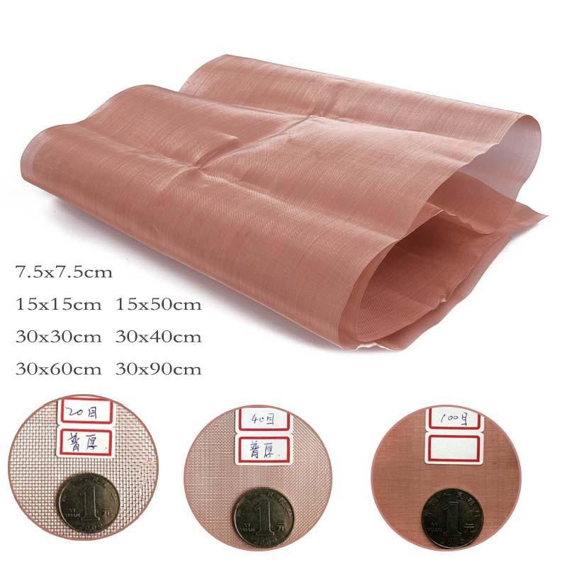 100x100cm Pure Copper Woven Wire 10-200 Mesh Shielding Fabric Metal Copper EMF Screen Anti Radiation Net Filter Lab Dental