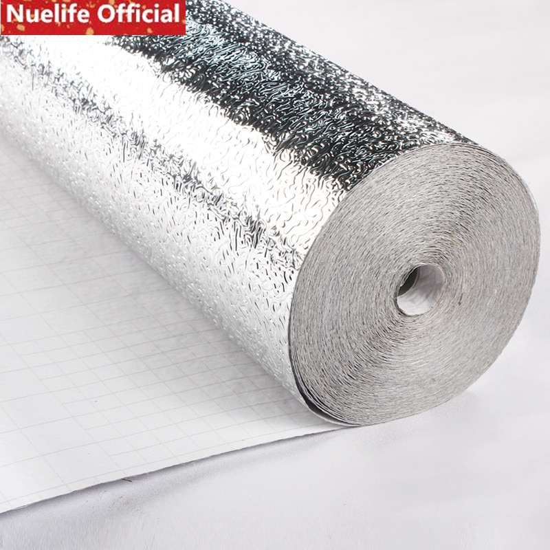 Autocollant auto-adhésif en papier aluminium | Papier épais résistant à l'humidité pour armoire, autocollant de cuisine, carrelage, poêle à haute température, feuille d'aluminium en étain