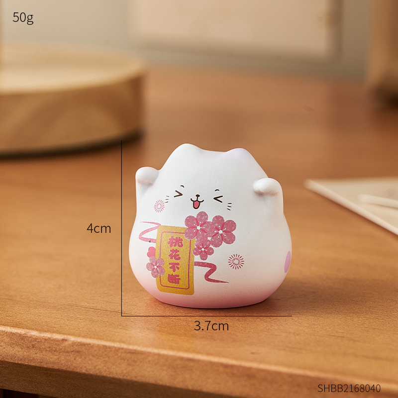 Maneki Neko-decoración del hogar, adornos de gato de la suerte, artesanías de cerámica, estatuas de animales de la fortuna, decoración de habitación, accesorios de escritorio,: Caqui oscuro