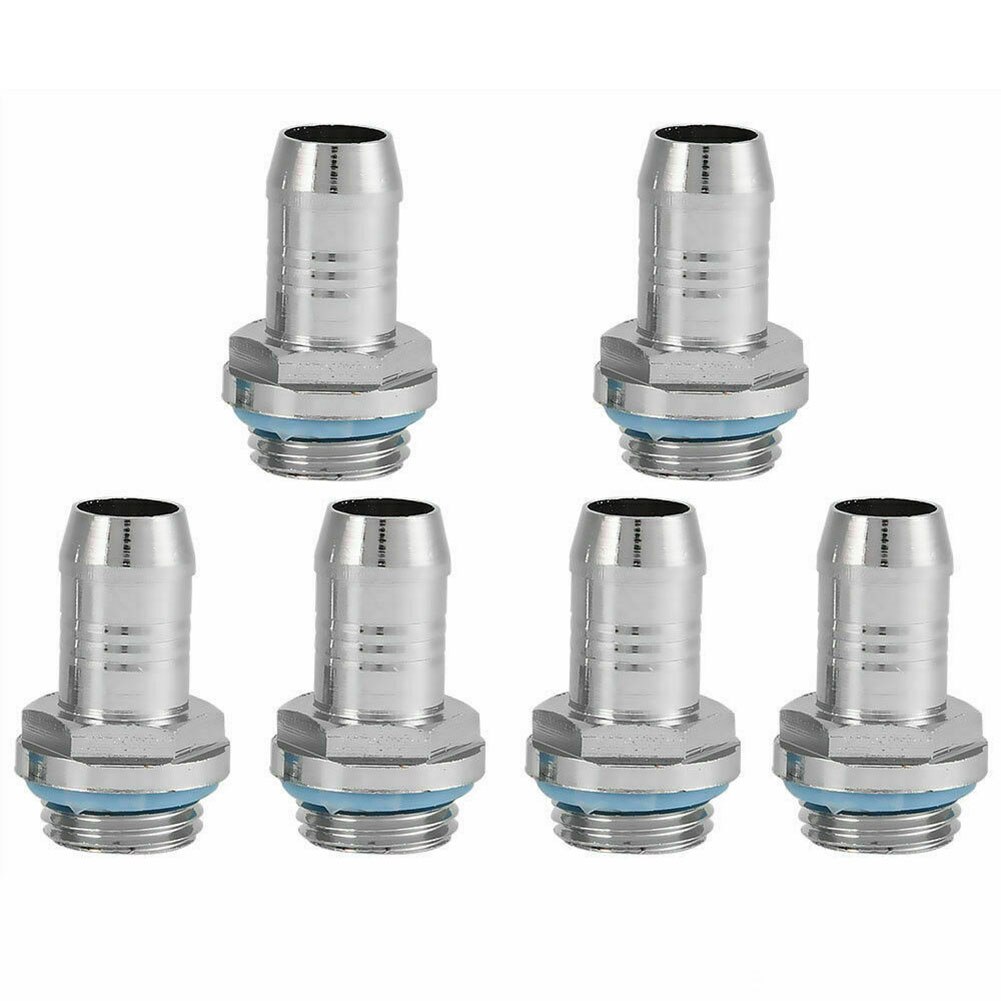 6 Stuks G1/4 Waterkoeling Fittings – 11 Mm, Verchroomd, Met Siliconenring, Schuine Binnenkant Voor Betere Doorstroming