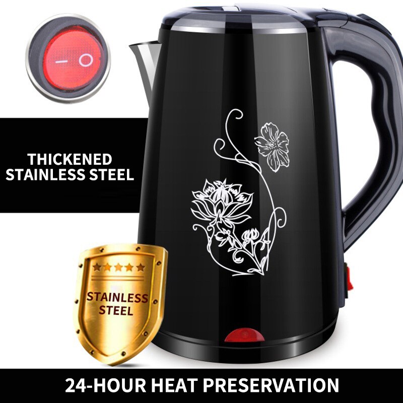 Dubbel anti- skållning elektrisk vattenkokare automatisk avstängning rostfritt stål carving mönster köksmaskiner: 2.3 l isolering 3