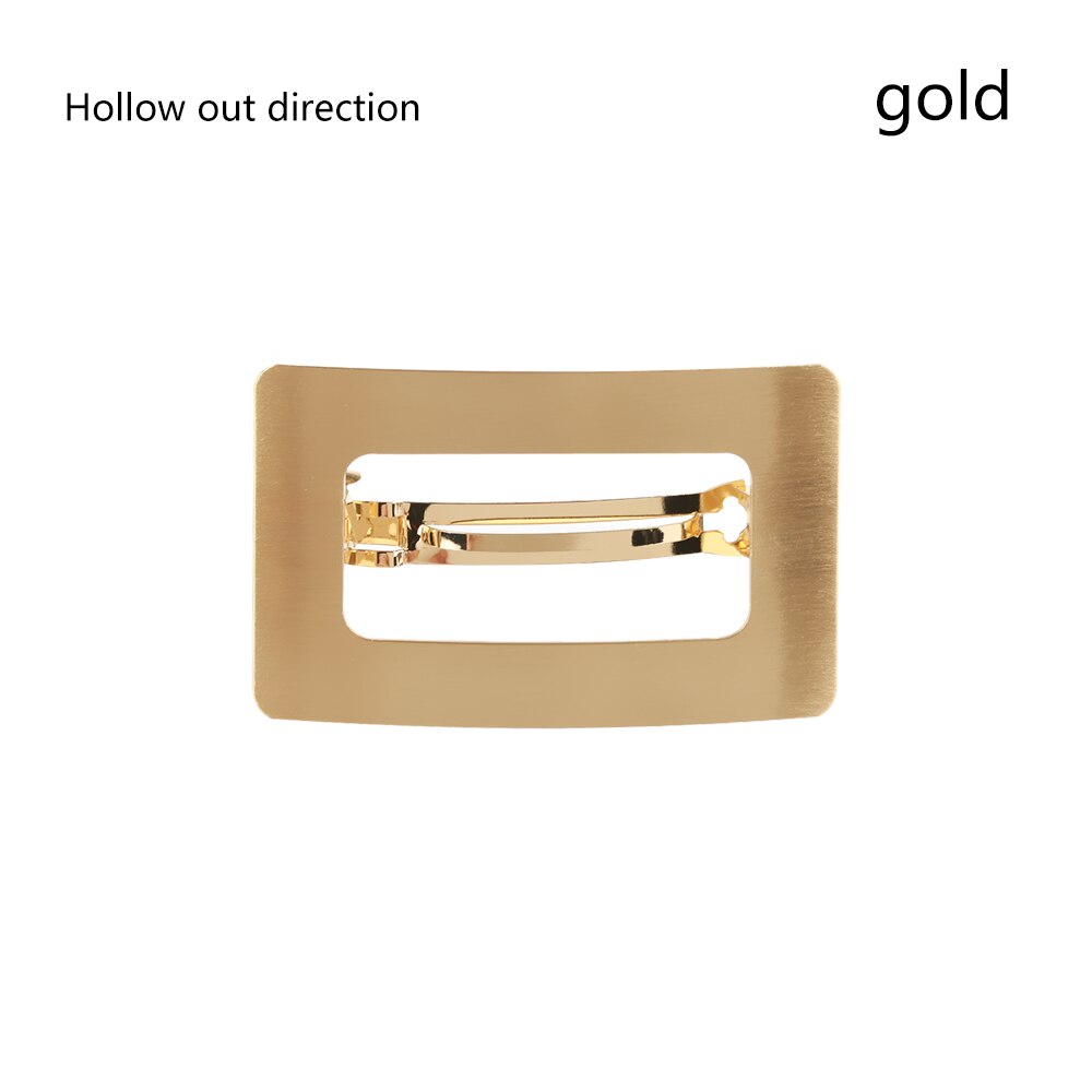 1PC European and American Style Woman Metal Hair Clip Lazy Wind Geometry Hair clip Horsetail Clip Girls Hair Styling Accessories: Hollow out Gold