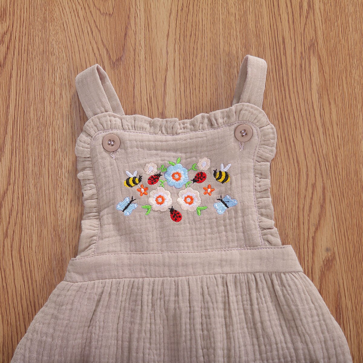 Sommerkjole børn babypiger overalls kjole blomsterprint ensartet knælængde a-line sundress 1-4 år