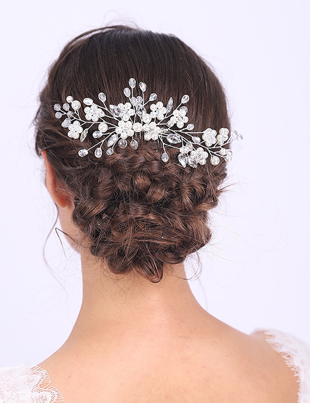 Accesorios para el cabello de oro rosa y plata para mujer, accesorios para el cabello con perlas de cristal brillantes, tocados puros y silenciosos para de banquete de boda, decoración