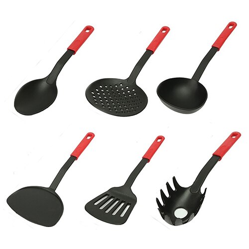 Juego de 6 piezas de cocina para el hogar, herramientas de cocina, espátula de Nylon, cuchara, tenedores, utensilios de cocina, utensilios de cocina fáciles de colgar