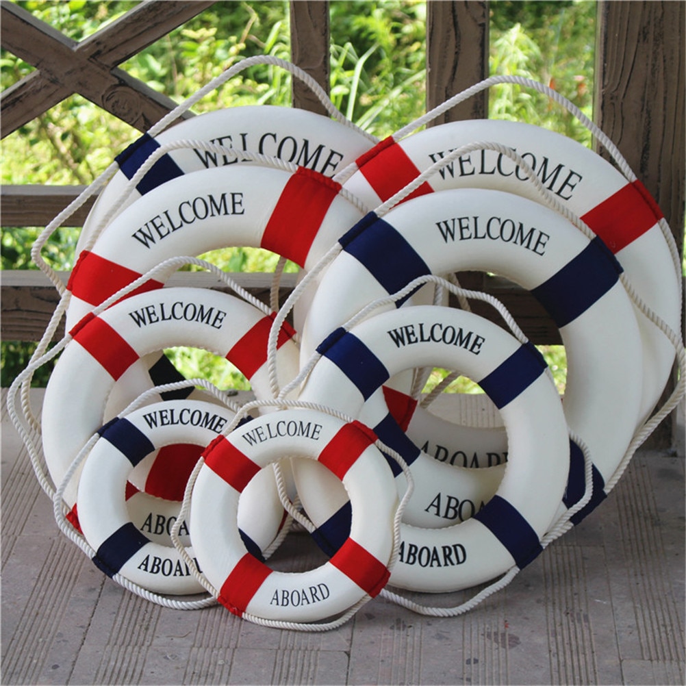 Welcome Aboard Nautical Life Lifebuoy Ring Boat Wall Hanging Home Decoration Mediterranean Style