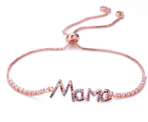 Mama multicolor micro pave cz zirkon zirkonia armband Einstellbar Silikon silber gold überzogene charme Schlange Kette Ryg3: 2