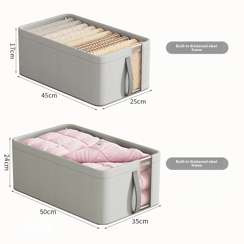 Wardrobe Storage Box Oxford Cloth Storage Box with Steel Frame Visual Desktop Storage Box Household Clothes Storage Container: S / green