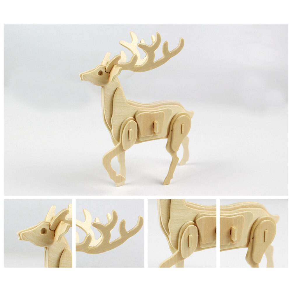 3D Wooden Blank Puzzles DIY Animal Model Crafts Kits Education Kids Toy