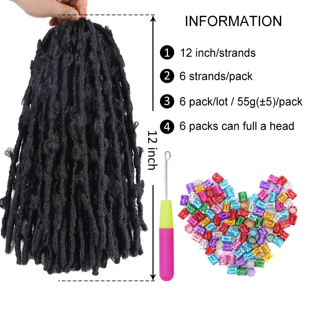 MokoGoddess Distressed Butterfly Locs Crochet Hair 12Inch Pre Looped Goddess Faux Locs Crochet Braiding Hair Extensions