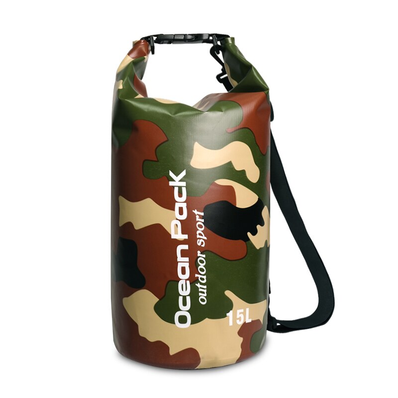 Sac à dos étanche pour Kayak, canoë, Rafting, sports de plein air, stockage sec, 5L/10L/15L/20L/30l: 15L Camouflage