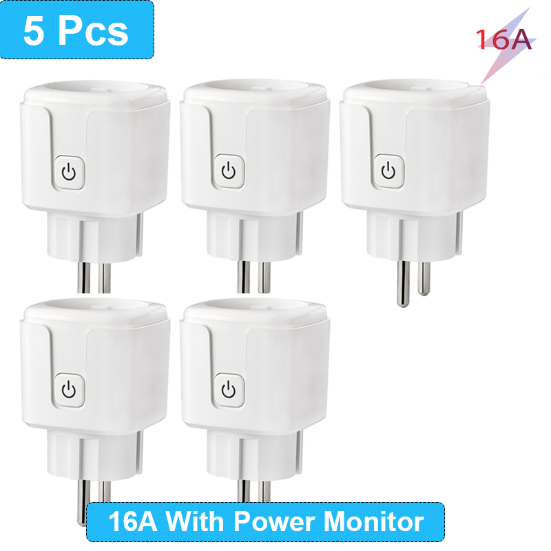 Tuya WiFi Smart Plug 16A/20A EU Smart Socket With Power Monitoring Timing Function Voice Control Via Alexa Google Home Yandex: RED
