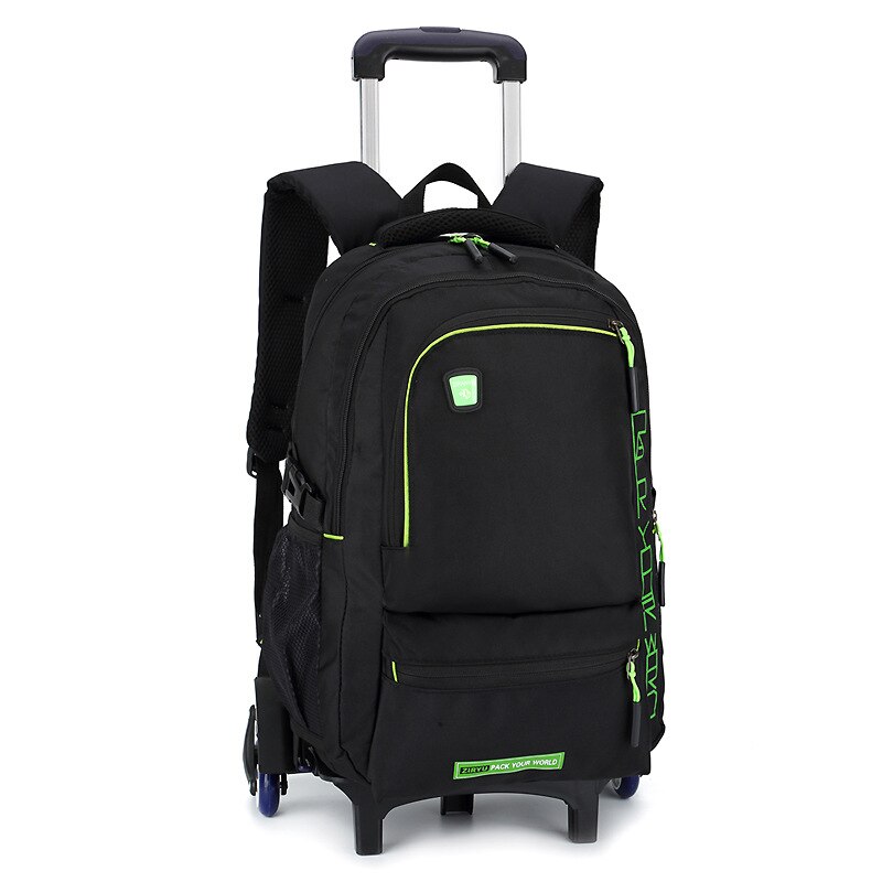 Removable Trolley school Backpack Wheeled Bags Children School Bag Boys girls Travel Bags Child School Backpacks kids schoolbags: green
