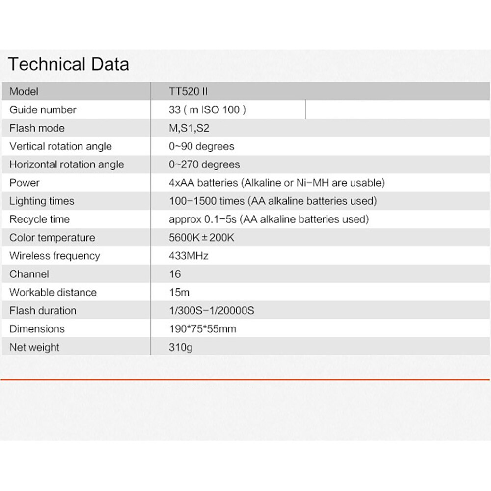 Godox TT520II TT520 II Flash Speedlite 433MHz seña... Grandado