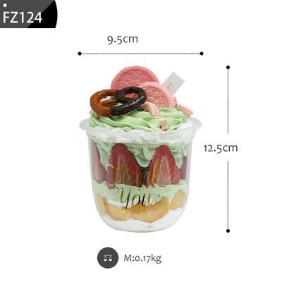 SWEETGO Artificial Bobo Cupcake Dessert 9.5cm U-shaped Simulation Ice Cream Model Self Portrait Gallery Photography Props: Strawberry