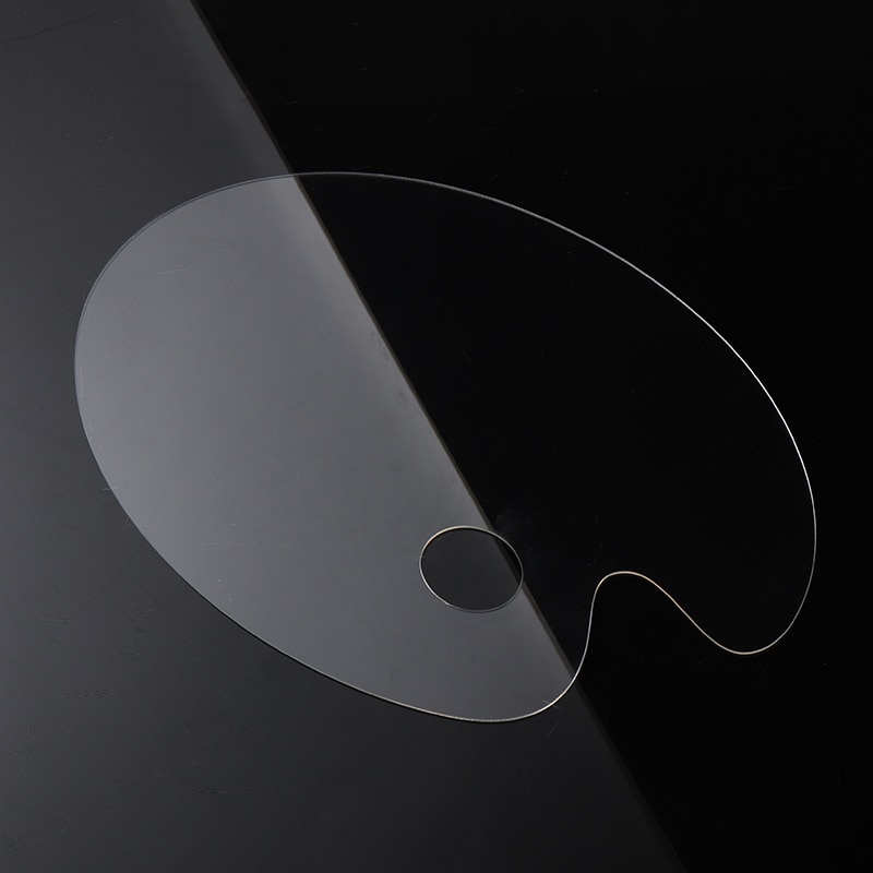 Palette de peinture acrylique elliptique plate en plastique, Palette de pigments de peinture artistique transparente, fournitures artistiques 30x20cm