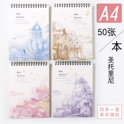 A4 SketchBook Art Painting Notebook Children Art Supplies Children's Doodle Drawing Book Paper watercolors 4Books: Sketch Book4