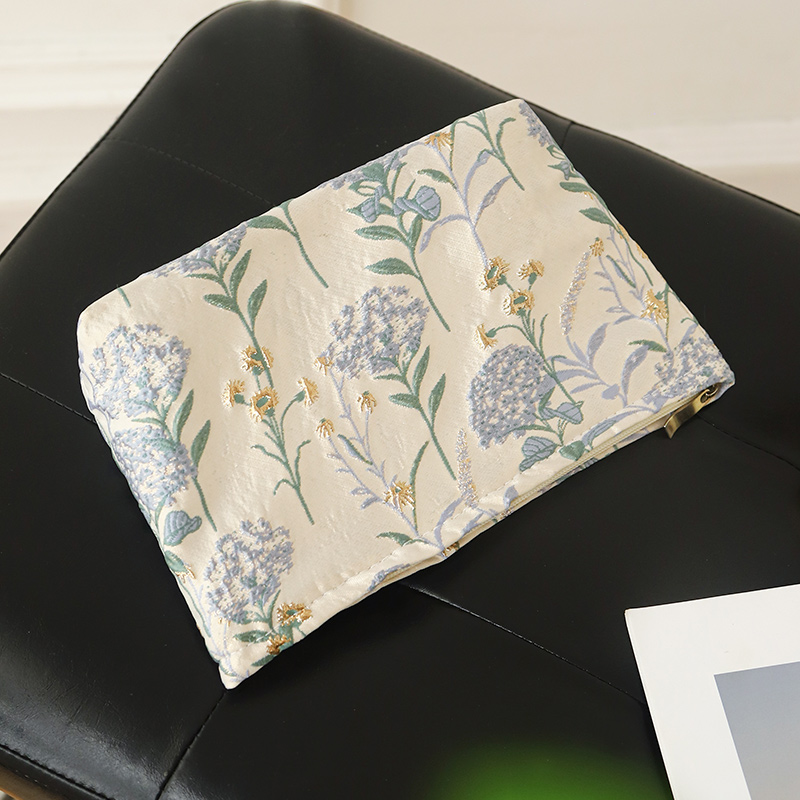Bolsa de maquillaje para mujer, ramo azul, servilleta sanitaria de gran capacidad, retoque, suministros de maquillaje, bolsa de almacenamiento de lona, neceser