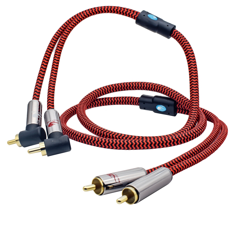 Hifi Angled RCA Audio Cable 90 Degrees Dual RCA to Dual RCA for AMP Speaker Soundbox TV CD Shielding OFC Cable 1M 1.5M 2M 3M 5M: Red / 0.75m