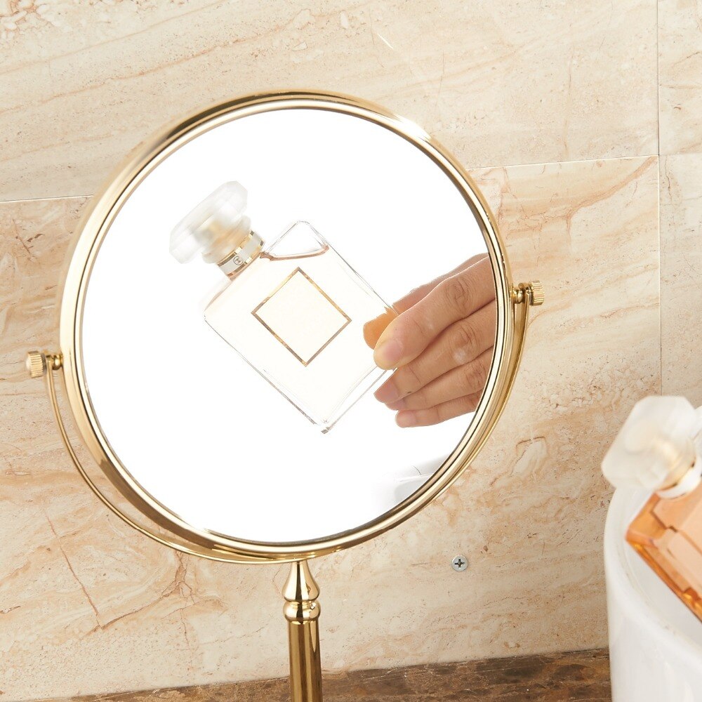 Gold Makeup Mirror Bath Mirror Beauty Mirror Magnifying Copper Rotating standing table Mirror 8 Inch