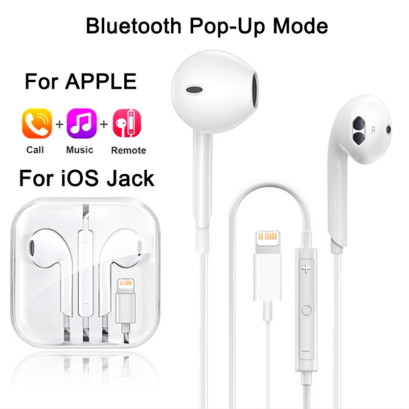 Originele hoofdtelefoon voor Apple iPhone 16 15 14 13 12 11 Pro Max bedrade koptelefoon 7 8 plus 3,5 mm in-ear stereo oordopjes accessoires: WHITE