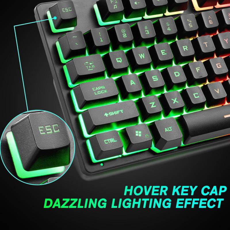 87keys Gaming Mechanical Wired Keyboard RGB Seven-Color Backlit Ergonomic Gamer Keyboard For PC Laptop Computer