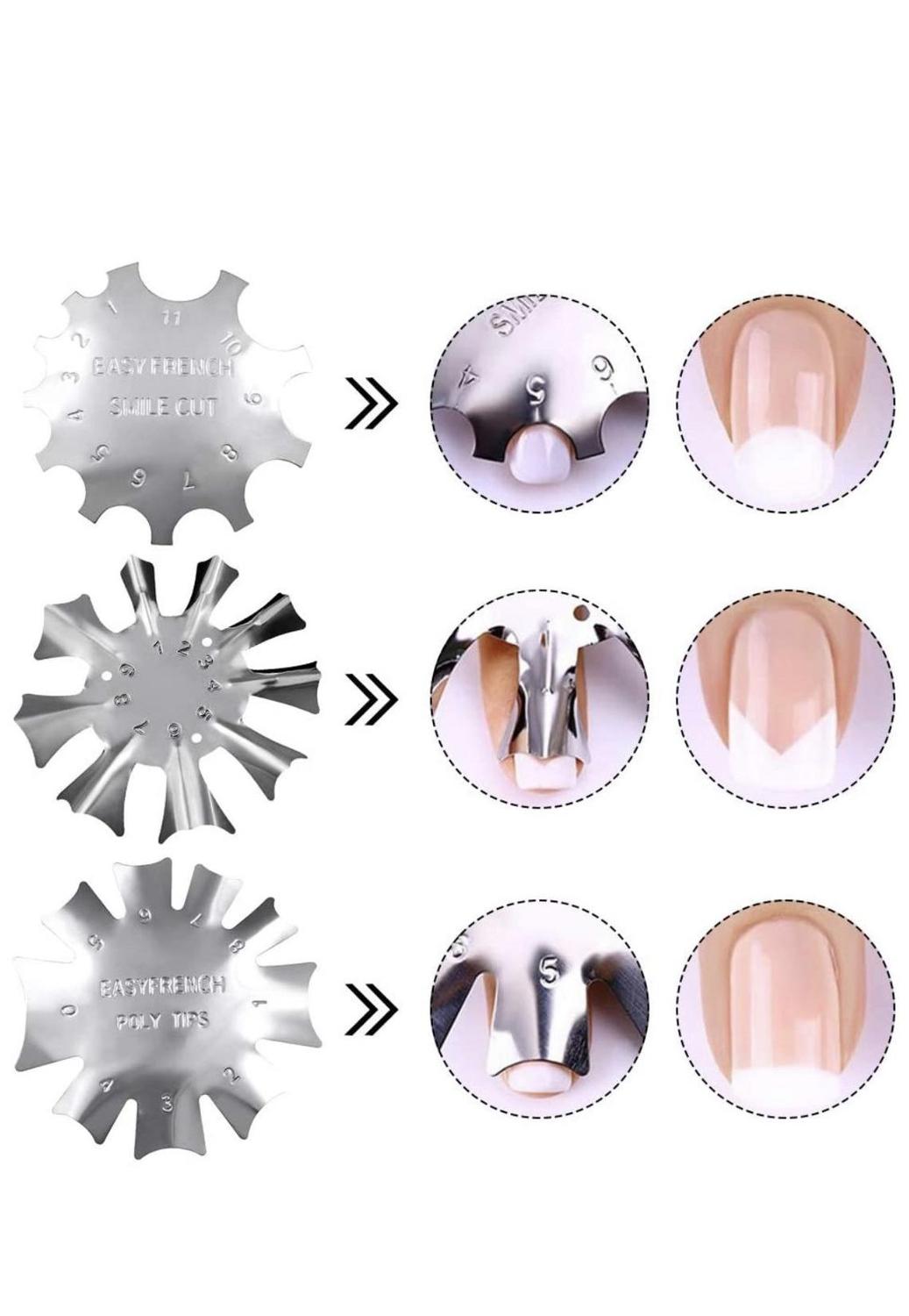 11 Maten Roze/Wit Acryl Nail Cutter Tool Franse Tip Cutter C- Curve Tool Smile Line Enkele Tip rand Metal Trimmer, h54Mj5345