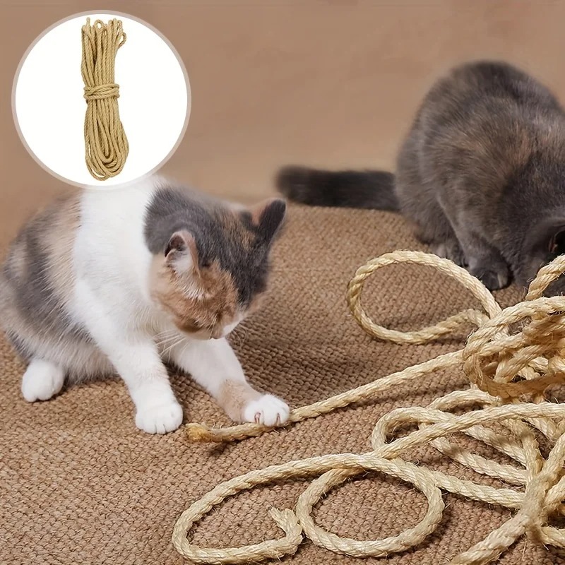 Cat Scratcher Rope DIY Natuurlijk Sisal Touw Speelgoed Katten Poot Klauw Meubelbeschermer Krabpaal Toren Klimrek Bindend touw