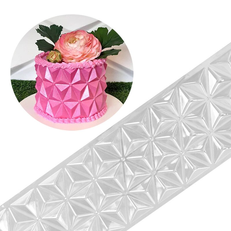 Bordure de gâteau en Mousse Origami en plastique Transparent 3D, demi-cercle, moule d&#39;impression de cuisson, pochoir de gâteau, décoration de Fondant au chocolat: 03-OPP packing