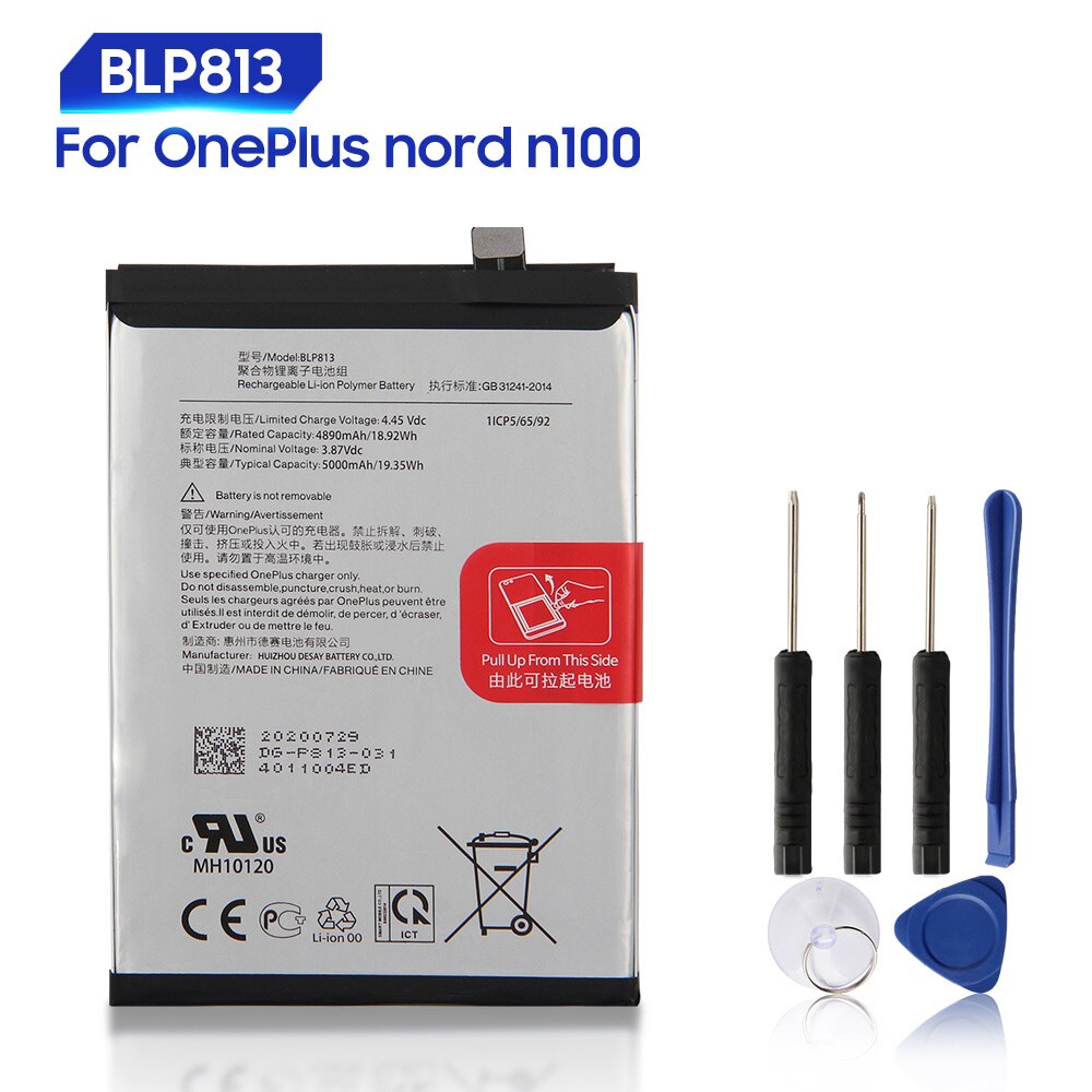 Batterie de remplacement d&#39;origine pour OnePlus 9 9Pro 8Pro 8 8T One Plus Nord N10 N100 1 + 8 9 Pro BLP815: ForOnePlus Nord N100