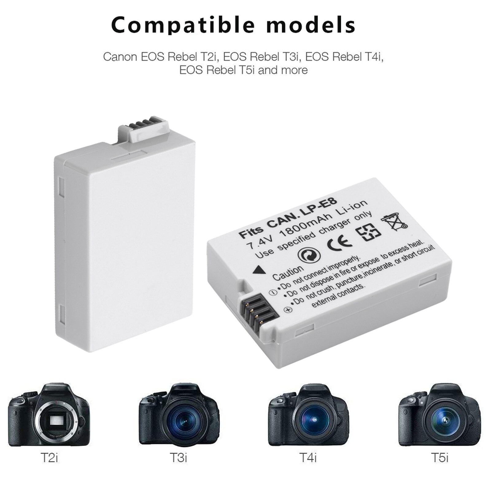 1800mAh LP-E8 LPE8 LP E8 Batterie Batterie AKKU + LCD Double Chargeur pour appareil photo Canon EOS 550D 600D 650D 700D X4 X5 X6i X7i T2i T3i