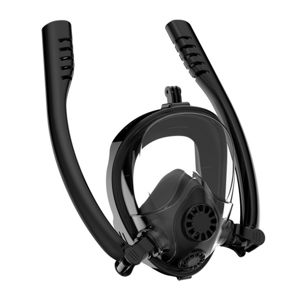 doppel Atem Rohr Volle Gesicht Scuba Tauchen Maske Männer Unterwasser Anti Nebel Schnorcheln Frauen Schwimmen Tauchen Maske Ausrüstung: Black / S/m