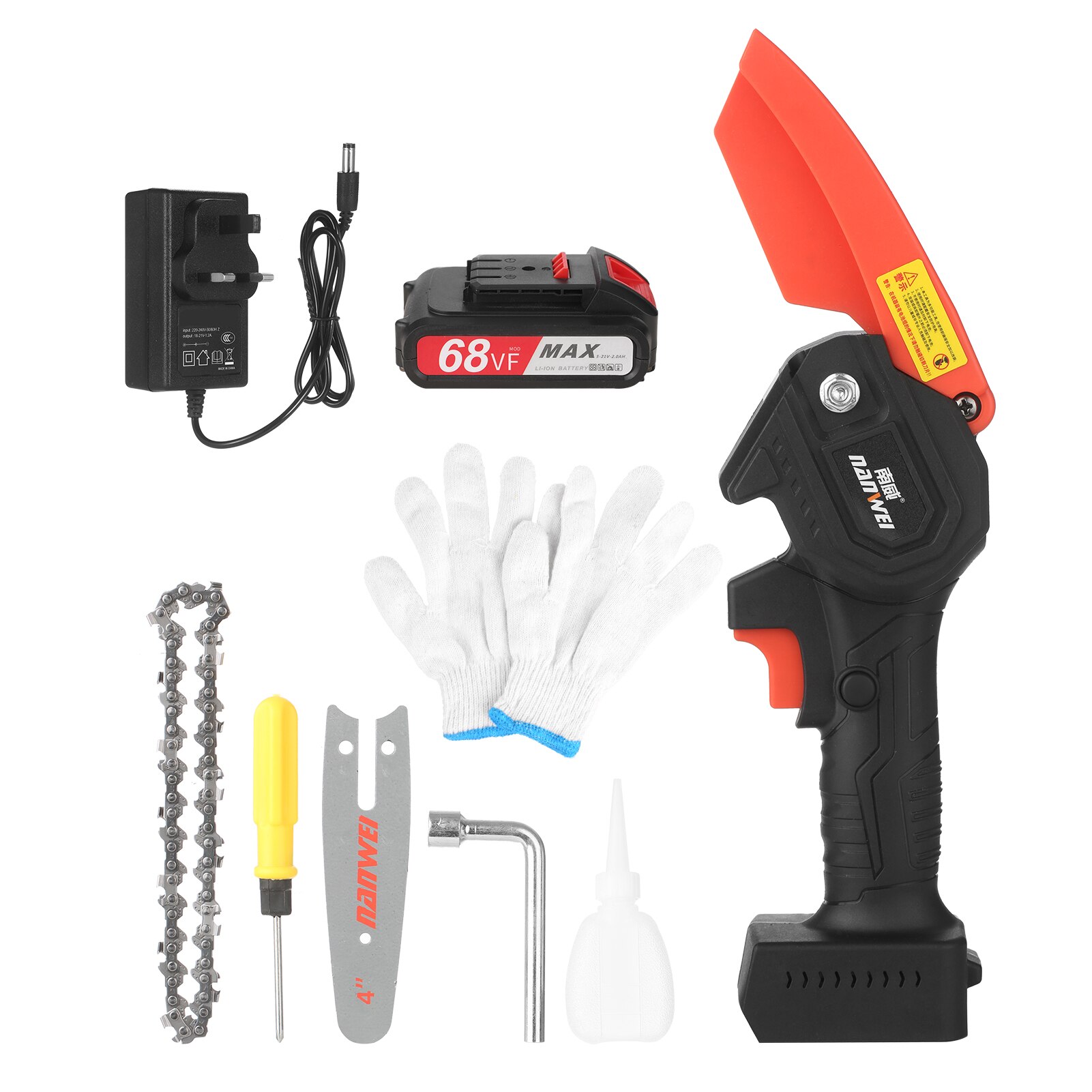 Mini-accukettingzaag, 8000 mAh, 8 inch, 3000 W, draadloze elektrische kettingzaag, 1 x 24 V batterijen, mini-elektrische kettingzagen, 1 ketting (met batterij