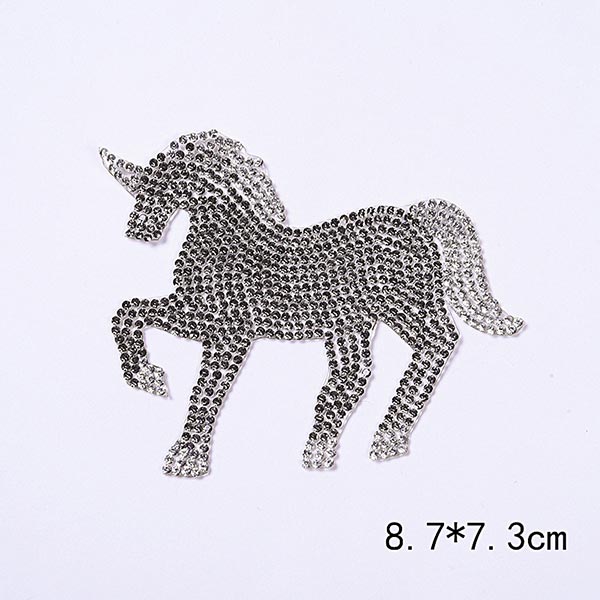 Dieren Strass Geappliceerd Accessoires Kleurrijke Hond En Eenhoorn Steentjes Naaien Voor Kleding Diy Decor Kid T-shirt Patch S-009: Horse