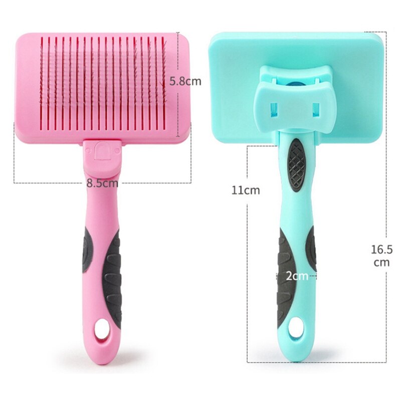 Peine para perros con alambre de acero de autolimpieza para mascotas peine para quitar el pelo suelto 1
