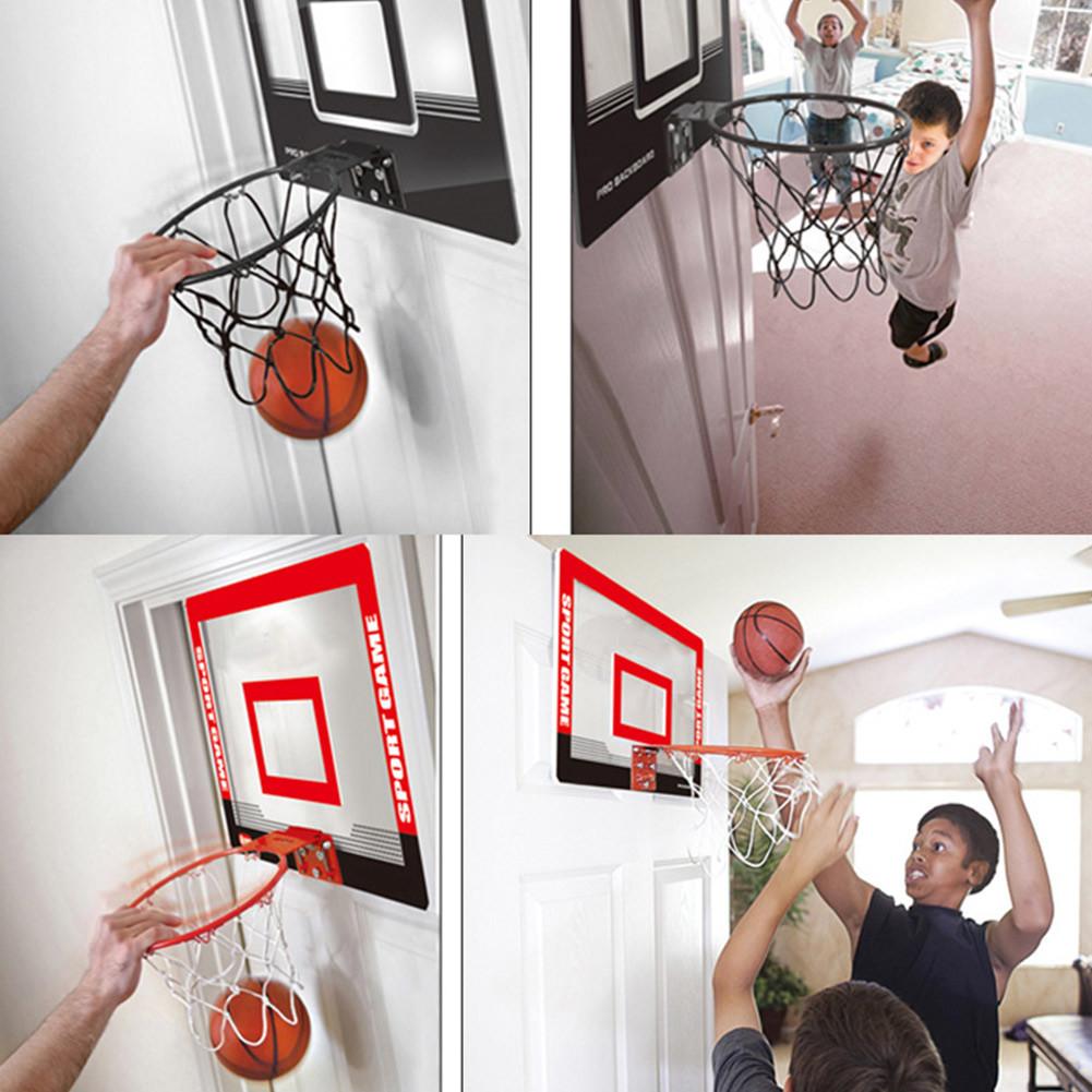 Mini Basketball Hoop Set With Transparent Hanging Door Backboard Adults Indoor Sports Equipment For Basements Bedrooms Offices