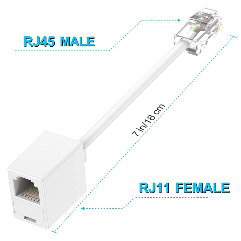 4 pezzi di adattatore RJ45 maschio a RJ11 femmina, telefono RJ11 6P4C femmina a Ethernet RJ45 8P4C cavo convertitore maschio