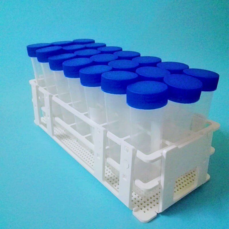 50 ml centrifugerør 21 stk + plastrørstativ 1 stk