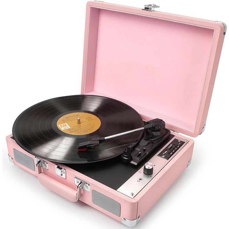 Reproductor de discos de vinilo Retro, fonógrafo, decoración para sala de estar, estéreo antiguo, europeos para el hogar: Rosa