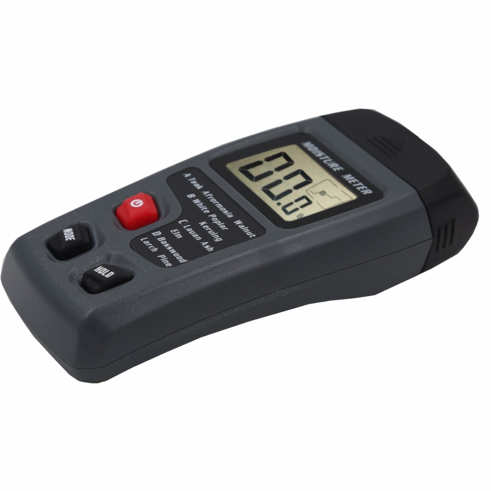 Medidor de humedad de madera Digital MT10 de dos pines, probador de humedad de madera, Detector de humedad de madera con pantalla LCD grande, 0-99.9%