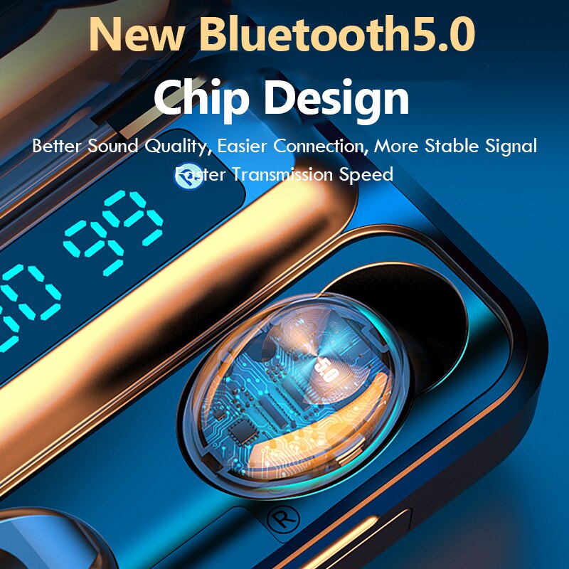 5.0 draadloze tws bluetooth oordopjes koptelefoon met microfoon 9d hifi oordopjes waterdichte sportheadsets 2200 mah oplaadbox
